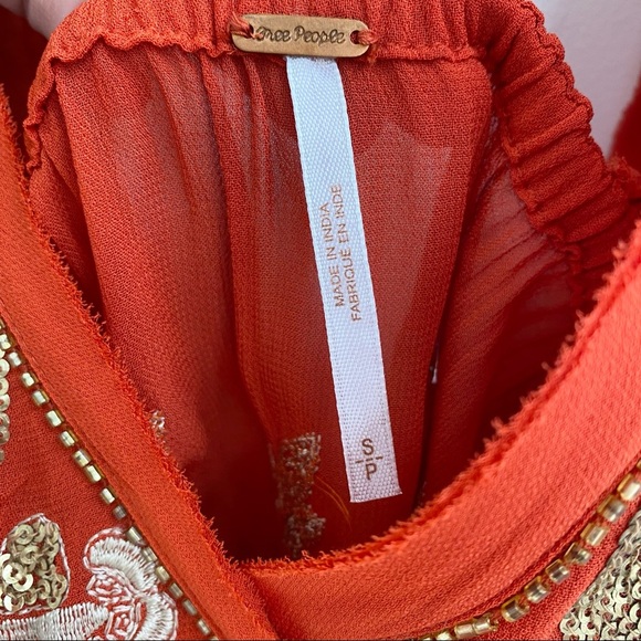 Free people red gold sequin embroidered open back top size small - Picture 8 of 9